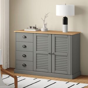 Sideboard with Drawers vigo 113x40x75 cm Grey Solid Wood Pine Vidaxl Sideboard with Drawers vigo 113x40x75 cm Grey Solid Wood Pine Vidaxl