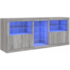 vidaXL Grey Sonoma Sideboard - Storage & LED Lights vidaXL Grey Sonoma Sideboard - Storage & LED Lights