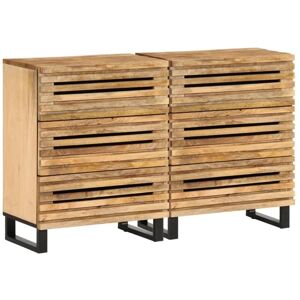 Sideboards 2 pcs 60x34x75 cm Solid Wood Rough Mango vidaXL Sideboards 2 pcs 60x34x75 cm Solid Wood Rough Mango vidaXL