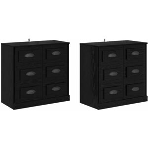 Sideboards 2 pcs Black Oak 70 x 35.5 x 67.5 cm Engineered Wood vidaXL Sideboards 2 pcs Black Oak 70 x 35.5 x 67.5 cm Engineered Wood vidaXL