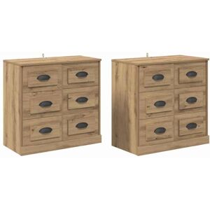 Sideboards with Drawer 2 pcs Artisan Oak 70 x 35.5 x 67.5 cm vidaXL Sideboards with Drawer 2 pcs Artisan Oak 70 x 35.5 x 67.5 cm vidaXL