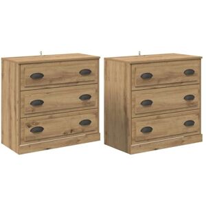 Sideboards with Drawer 2 pcs Artisan Oak 70 x 35.5 x 67.5 cm vidaXL Sideboards with Drawer 2 pcs Artisan Oak 70 x 35.5 x 67.5 cm vidaXL