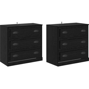 Sideboards 2 pcs Black Oak 70 x 35.5 x 67.5 cm Engineered Wood vidaXL Sideboards 2 pcs Black Oak 70 x 35.5 x 67.5 cm Engineered Wood vidaXL