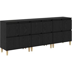 Sideboards 3 pcs Black Oak 60 x 35 x 70 cm Engineered Wood vidaXL Sideboards 3 pcs Black Oak 60 x 35 x 70 cm Engineered Wood vidaXL