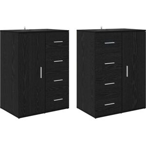 Sideboards with Drawer Corona 2 pcs Black Oak 59 x 39 x 80 cm vidaXL Sideboards with Drawer Corona 2 pcs Black Oak 59 x 39 x 80 cm vidaXL
