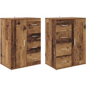 Sideboards with Drawer Corona 2 pcs Old Wood 59 x 39 x 80 cm vidaXL Sideboards with Drawer Corona 2 pcs Old Wood 59 x 39 x 80 cm vidaXL