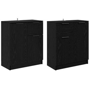 Sideboards 2 pcs Black Oak 60 x 30 x 70 cm Engineered Wood vidaXL Sideboards 2 pcs Black Oak 60 x 30 x 70 cm Engineered Wood vidaXL