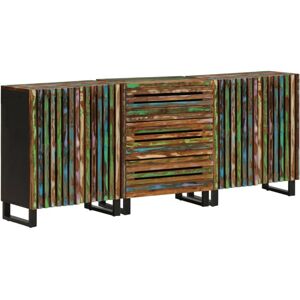 vidaXL Solid Acacia Wood 3-Piece Sideboard Set - Industrial Style vidaXL Solid Acacia Wood 3-Piece Sideboard Set - Industrial Style