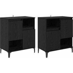 Sideboards 2 pcs Black Oak 60 x 35 x 70 cm Engineered Wood vidaXL Sideboards 2 pcs Black Oak 60 x 35 x 70 cm Engineered Wood vidaXL