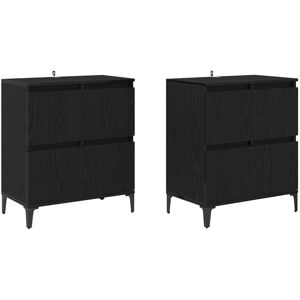 Sideboards 2 pcs Black Oak 60 x 35 x 70 cm Engineered Wood vidaXL Sideboards 2 pcs Black Oak 60 x 35 x 70 cm Engineered Wood vidaXL