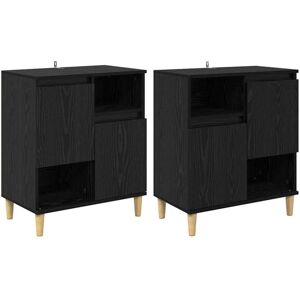Sideboards 2 pcs Black Oak 60 x 35 x 70 cm Engineered Wood vidaXL Sideboards 2 pcs Black Oak 60 x 35 x 70 cm Engineered Wood vidaXL