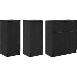 Sideboard with Drawer 3 pcs Black oak Engineered Wood vidaXL Sideboard with Drawer 3 pcs Black oak Engineered Wood vidaXL