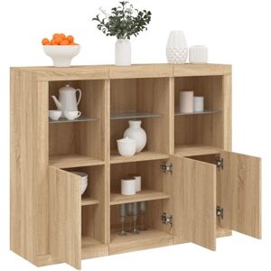 Vidaxl - Sideboards with led Lights 3 pcs Sonoma Oak Engineered Wood Vidaxl - Sideboards with led Lights 3 pcs Sonoma Oak Engineered Wood