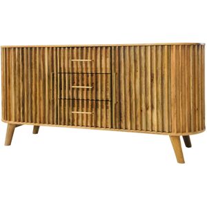 Slated 2 Door 3 Drawer Sideboard - Mango Wood - L45 x W164 x H80 cm - Light Finish - Assembly Required Slated 2 Door 3 Drawer Sideboard - Mango Wood - L45 x W164 x H80 cm - Light Finish - Assembly Required