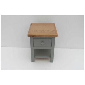 Furniture One - Small Painted Oak Compact Side Table with Drawer and Shelf - Light Grey - Light Grey Furniture One - Small Painted Oak Compact Side Table with Drawer and Shelf - Light Grey - Light Grey