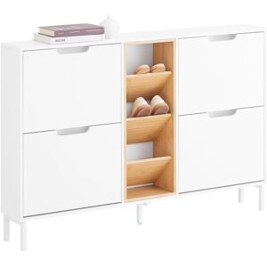 SoBuy White Natural Shoe Cabinet - Shoe Storage, 4 Flip-Drawers, 3 Shelves SoBuy White Natural Shoe Cabinet - Shoe Storage, 4 Flip-Drawers, 3 Shelves