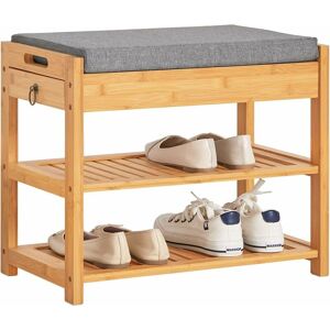 Sobuy - Bamboo Padded Hallway Shoe Rack Seat Bench with Storage Drawer,FSR49-N Sobuy - Bamboo Padded Hallway Shoe Rack Seat Bench with Storage Drawer,FSR49-N