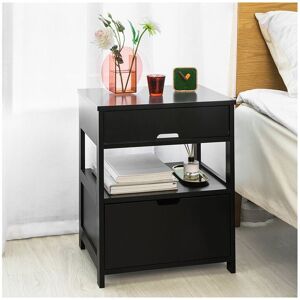 Bedside Table with 2 Drawers Black,FRG258-SCH - Sobuy Bedside Table with 2 Drawers Black,FRG258-SCH - Sobuy