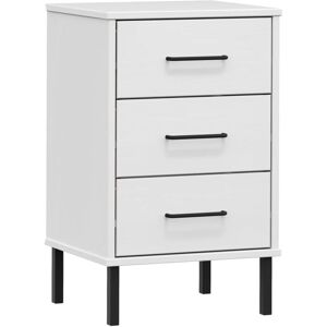 Bedside Cabinet with Metal Legs White Solid Wood Pine OSLO vidaXL Bedside Cabinet with Metal Legs White Solid Wood Pine OSLO vidaXL