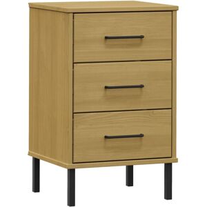 Bedside Cabinet with Metal Legs Brown Solid Wood Pine OSLO vidaXL Bedside Cabinet with Metal Legs Brown Solid Wood Pine OSLO vidaXL