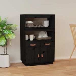 Highboard Black 67x40x108.5 cm Solid Wood Pine Vidaxl Highboard Black 67x40x108.5 cm Solid Wood Pine Vidaxl