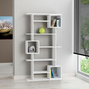 Decortie - Soto Modern Bookcase Display Unit Tall 173cm - White - White Decortie - Soto Modern Bookcase Display Unit Tall 173cm - White - White
