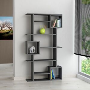 Decortie - Soto Modern Bookcase Display Unit Tall 173cm - Anthracite Grey - Anthracite Grey Decortie - Soto Modern Bookcase Display Unit Tall 173cm - Anthracite Grey - Anthracite Grey
