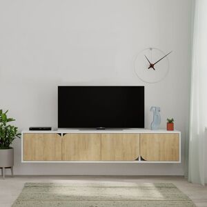 Decortie - Spark Modern tv Stand Multimedia Centre tv Unit With Storage Cabinet 180cm - White / Oak - White Decortie - Spark Modern tv Stand Multimedia Centre tv Unit With Storage Cabinet 180cm - White / Oak - White