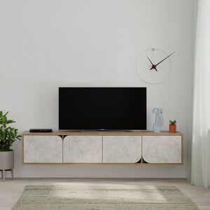 Decortie - Spark Modern tv Stand Multimedia Centre tv Unit With Storage Cabinet 180cm - Oak Effect / Gold Marble Effect - Oak Effect Decortie - Spark Modern tv Stand Multimedia Centre tv Unit With Storage Cabinet 180cm - Oak Effect / Gold Marble Effect - Oak Effect