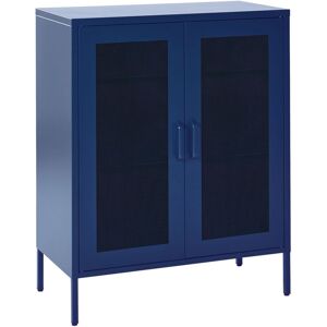 BELIANI Modern Industrial Steel Office Sideboard 2 Doors Shelves Navy Blue Wakatipu BELIANI Modern Industrial Steel Office Sideboard 2 Doors Shelves Navy Blue Wakatipu