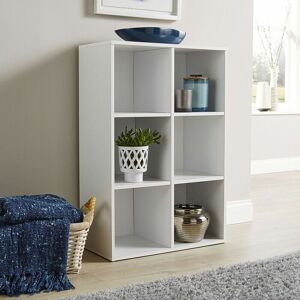 Home Source - Storage Cube 6 Shelf Bookcase Wooden Display Unit Organiser White Furniture Home Source - Storage Cube 6 Shelf Bookcase Wooden Display Unit Organiser White Furniture