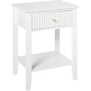 Beliani Assisi White Nightstand - Bedside Table with Drawer & Shelf Beliani Assisi White Nightstand - Bedside Table with Drawer & Shelf