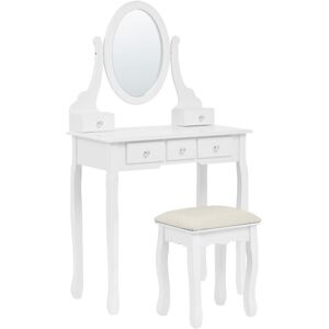 Beliani White MDF Dressing Table with Mirror & Stool - Glam Type Beliani White MDF Dressing Table with Mirror & Stool - Glam Type