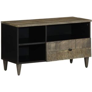 VidaXL 4017809 Black Mango Wood TV Cabinet - TV cabinet VidaXL 4017809 Black Mango Wood TV Cabinet - TV cabinet