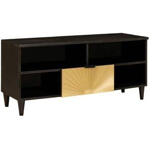 TV Cabinet Black and Gold 100 x 33 x 46 cm Solid mango wood vidaXL TV Cabinet Black and Gold 100 x 33 x 46 cm Solid mango wood vidaXL