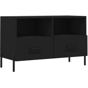 vidaXL Black Engineered Wood TV Cabinet - Media Unit, 80x36x50 cm vidaXL Black Engineered Wood TV Cabinet - Media Unit, 80x36x50 cm