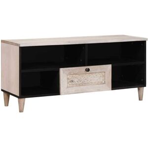 TV Cabinet with Drawer White 105 x 33 x 46 cm Solid mango wood vidaXL TV Cabinet with Drawer White 105 x 33 x 46 cm Solid mango wood vidaXL