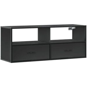 vidaXL 100x31x39.5 cm Black Metal & Wood TV Cabinet - TV Unit vidaXL 100x31x39.5 cm Black Metal & Wood TV Cabinet - TV Unit