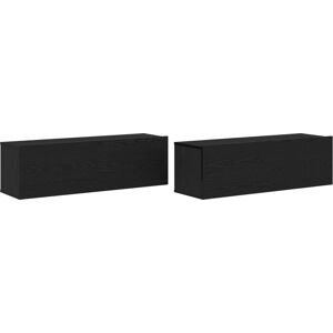 TV Cabinets 2 pcs Black Oak 100x30x30 cm Engineered Wood vidaXL TV Cabinets 2 pcs Black Oak 100x30x30 cm Engineered Wood vidaXL