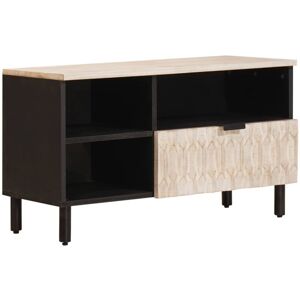TV Cabinet White Wash Finish 80 x 33 x 46 cm Solid Mango Wood vidaXL TV Cabinet White Wash Finish 80 x 33 x 46 cm Solid Mango Wood vidaXL