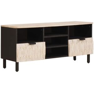 TV Cabinet White Wash Finish 100 x 33 x 46 cm Solid Mango Wood vidaXL TV Cabinet White Wash Finish 100 x 33 x 46 cm Solid Mango Wood vidaXL