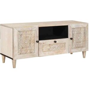 TV Cabinet with Drawer White 105 x 33 x 46 cm Solid mango wood vidaXL TV Cabinet with Drawer White 105 x 33 x 46 cm Solid mango wood vidaXL