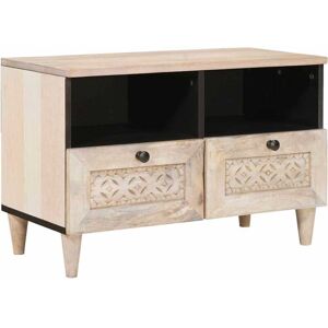 TV Cabinet with Drawer White 70 x 33 x 46 cm Solid mango wood vidaXL TV Cabinet with Drawer White 70 x 33 x 46 cm Solid mango wood vidaXL