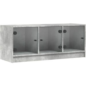 vidaXL 836409 Concrete Grey TV Cabinet with Glass Doors - TV Cabinet vidaXL 836409 Concrete Grey TV Cabinet with Glass Doors - TV Cabinet