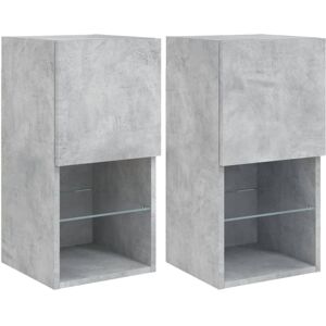 Vidaxl - tv Cabinets with led Lights 2 pcs Concrete Grey 30.5x30x60 cm Grey Vidaxl - tv Cabinets with led Lights 2 pcs Concrete Grey 30.5x30x60 cm Grey