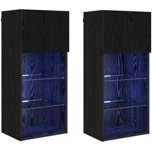 Wall-mounted TV Cabinets 2 pcs Black Oak 40.5 x 30 x 90 cm vidaXL Wall-mounted TV Cabinets 2 pcs Black Oak 40.5 x 30 x 90 cm vidaXL