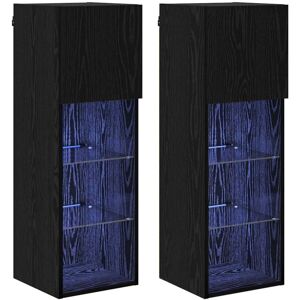 Wall-mounted TV Cabinets 2 pcs Black Oak 30.5 x 30 x 90 cm vidaXL Wall-mounted TV Cabinets 2 pcs Black Oak 30.5 x 30 x 90 cm vidaXL