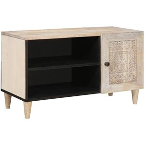 TV Cabinet with Shelf White 80 x 33 x 46 cm Solid mango wood vidaXL TV Cabinet with Shelf White 80 x 33 x 46 cm Solid mango wood vidaXL