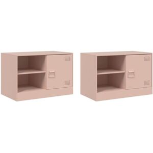 vidaXL Pink 2 pcs TV Cabinets Steel - TV Cabinet vidaXL Pink 2 pcs TV Cabinets Steel - TV Cabinet