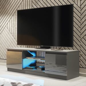 Creative Furniture - Aura tv Unit - Dark Grey with Gloss Doors & led - 120cm Creative Furniture - Aura tv Unit - Dark Grey with Gloss Doors & led - 120cm